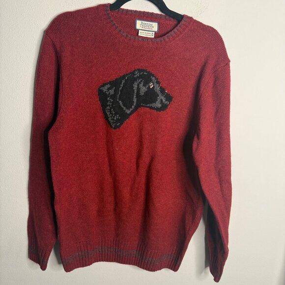 Boston Traders Unisex Red‎ Wool Blend Dog Print Sweater - Size M Medium - Picture 1 of 4